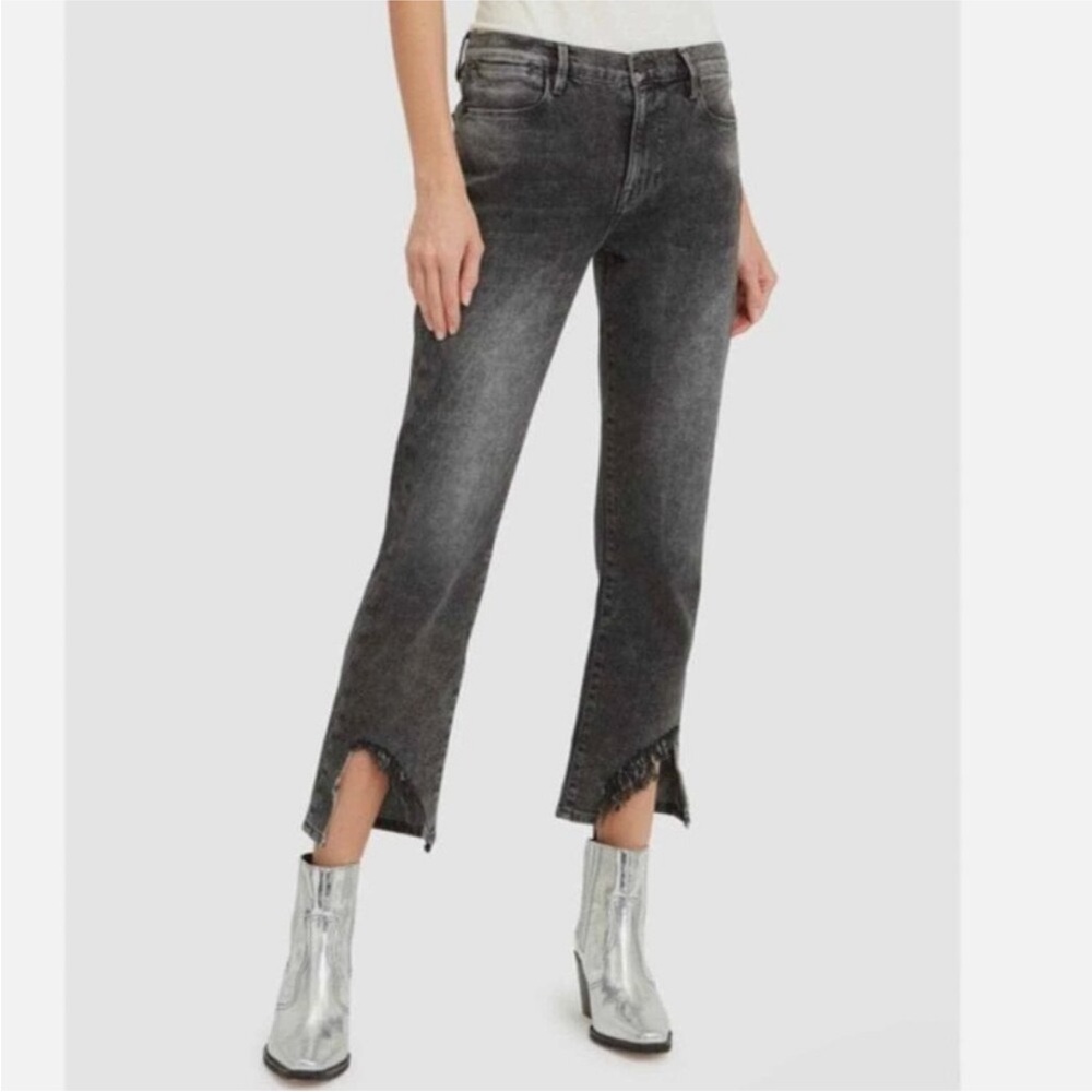 Frame Denim Le High Straight Leg Ankle Cropped Frayed Hem Jeans Vintage Wash